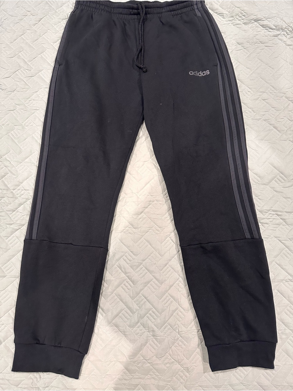 adidas Black Athletic Sweatpants with Logo Tag